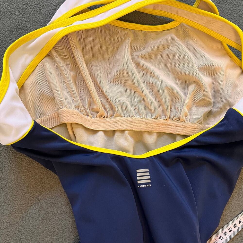 Lands' End Swimsuit Womens Size 16 Navy Blue White One Piece Bathing Suit Beach - Picture 6 of 7